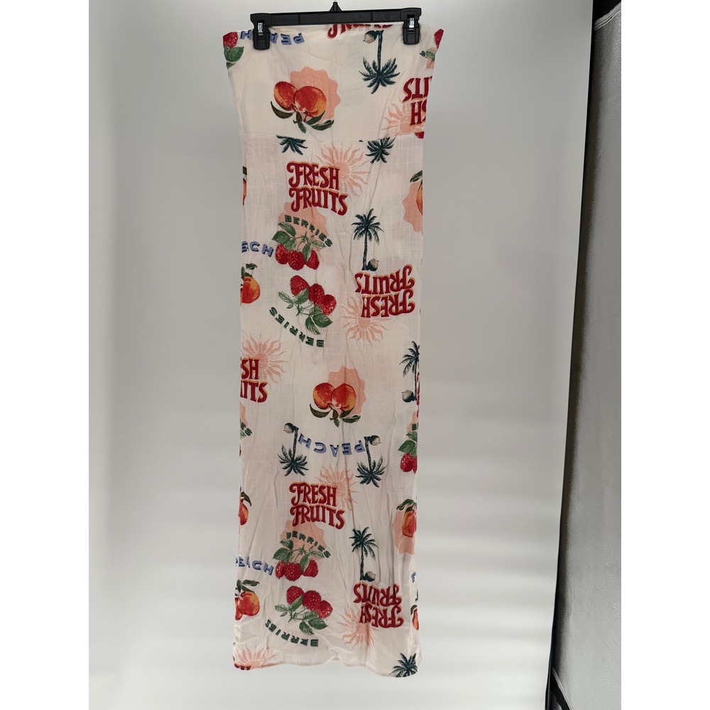 Anthropologie Paper Heart Fresh Fruit Peaches Berry Sleeveless Maxi Dress Large